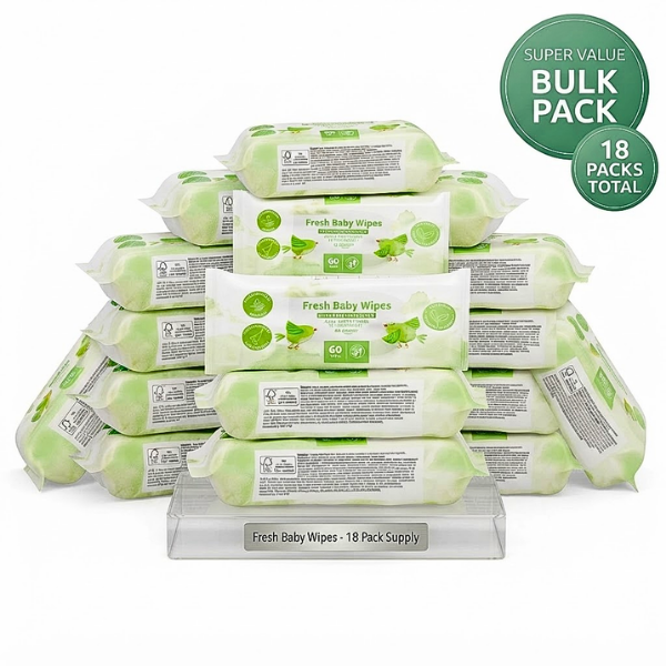 Baby Wipes 1080 Count 18 & 6 x 60 Pack Plant Based Plastic Free Sensitive Skin