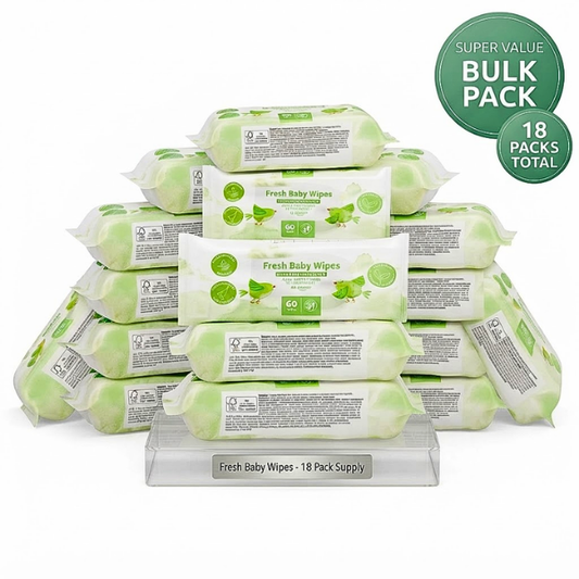 Baby Wipes 1080 Count 18 & 6 x 60 Pack Plant Based Plastic Free Sensitive Skin